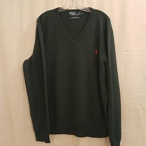 100% Lambs Wool Polo By Ralph Lauren Mens Sweater